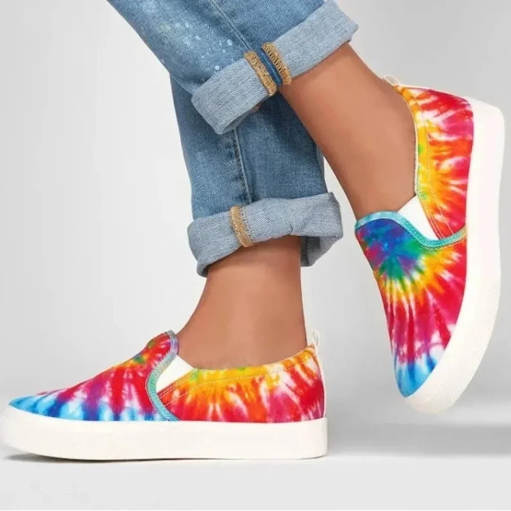 Skechers Women’s‎ Poppy Hippy Hype Colorful Rainbow Tie Dye Canvas Sneakers 7.5